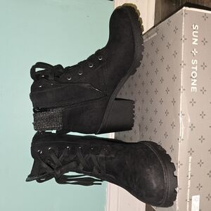 Sun + Stone Women's Black Ankle Boots